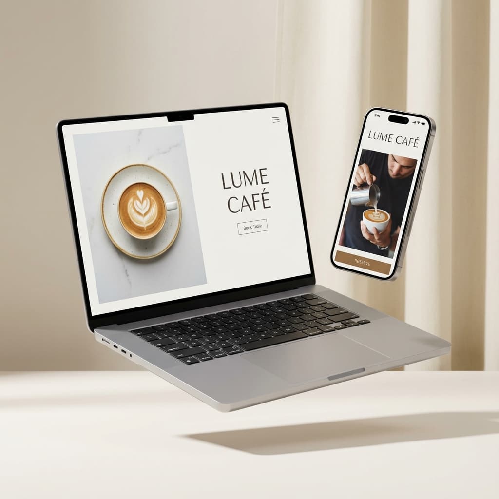 Premium Café Website Design Mockup